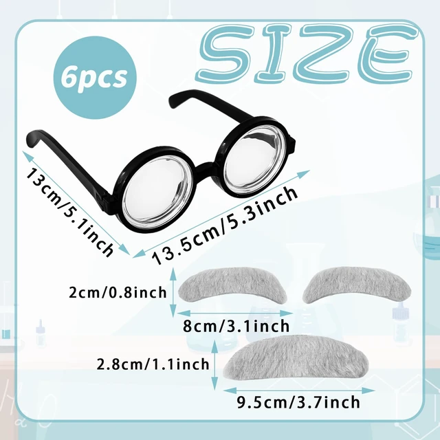 Alt view image 7 of 7 - Jnnzzggu 8PCS Old Man Mad Scientist Wig Set with Lab Glasses and Mustache Physicist Costume