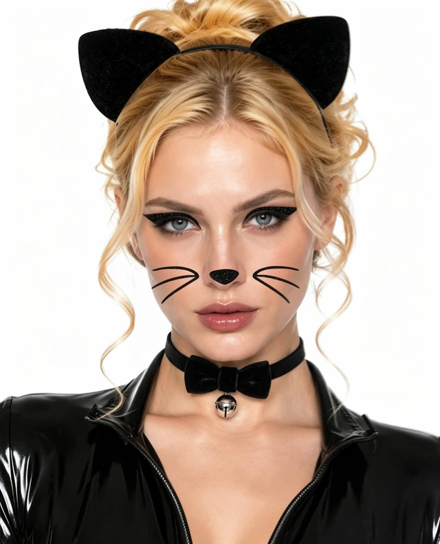 Main image of MUKOSEL Cat Ears Headband, Bell Collar, Cat Face Stickers, Cat Costume for Women