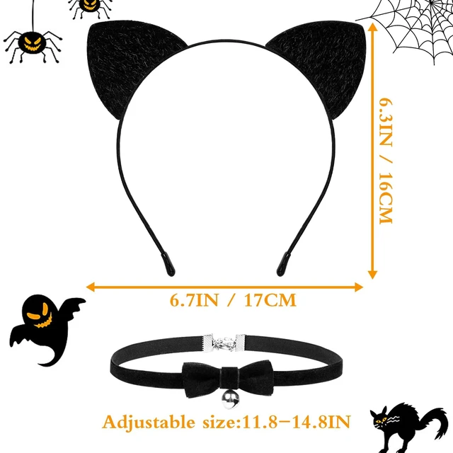 Alt view image 4 of 7 - MUKOSEL Cat Ears Headband, Bell Collar, Cat Face Stickers, Cat Costume for Women