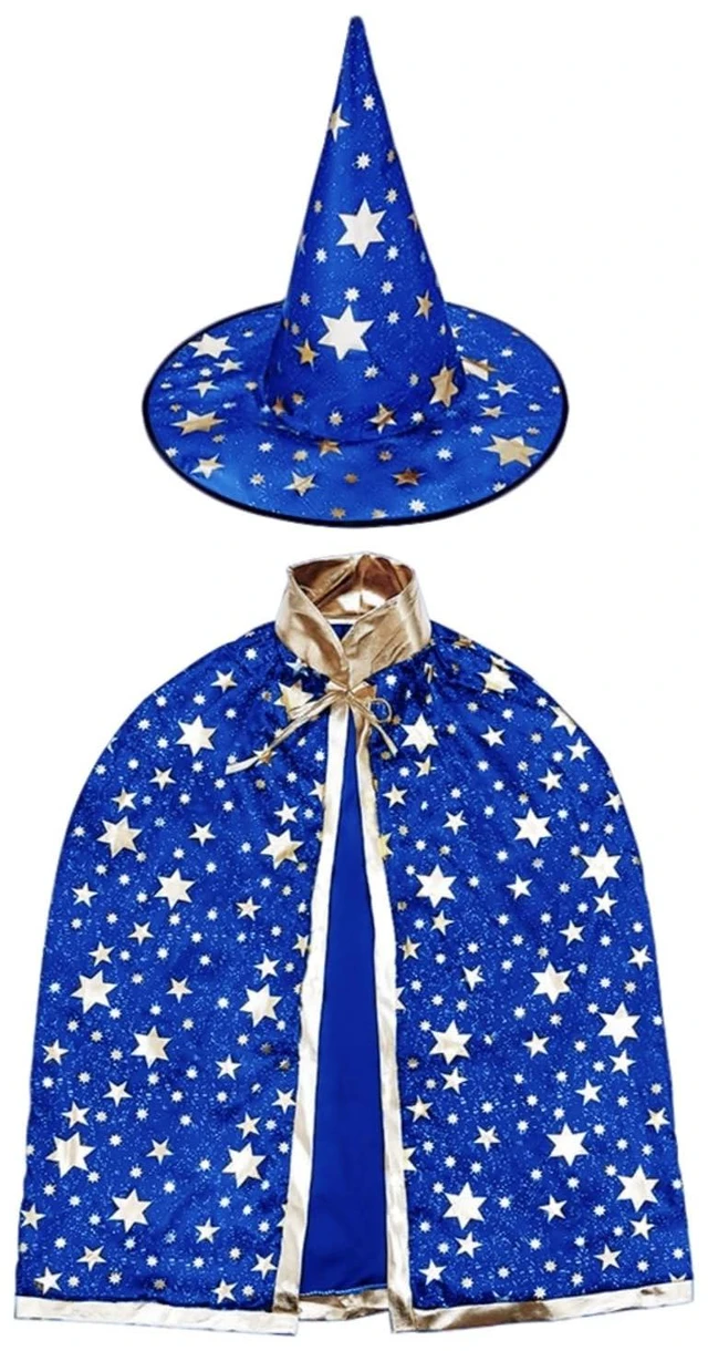Main image of 2-Pack Kids Wizard Costume, Magical Witch Cape and Wizard Hat