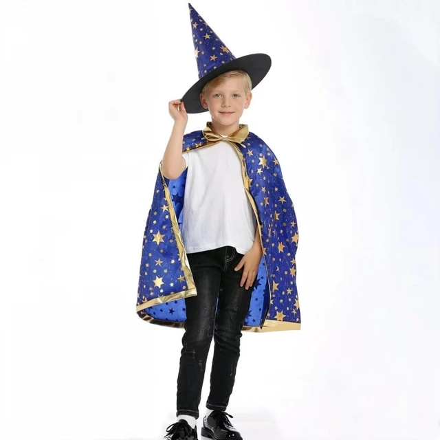 Alt view image 3 of 7 - 2-Pack Kids Wizard Costume, Magical Witch Cape and Wizard Hat