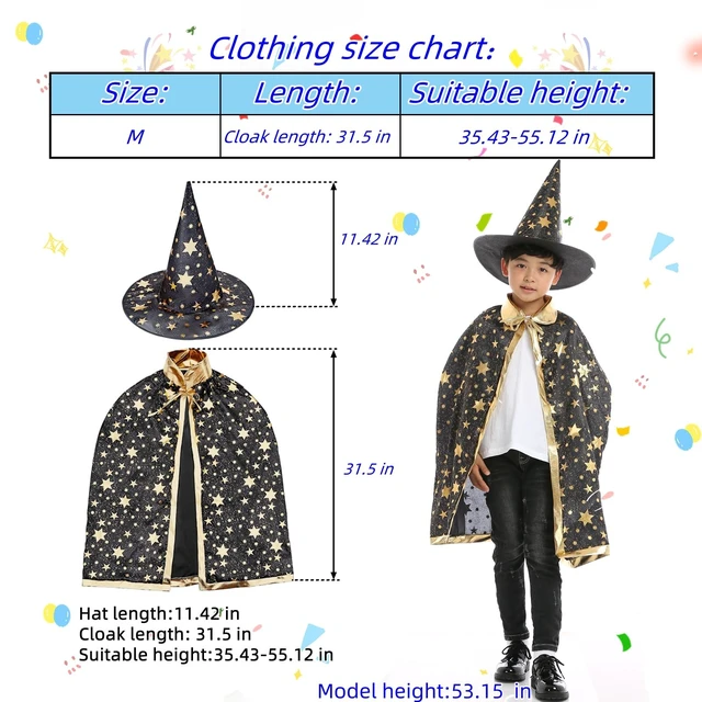 Alt view image 5 of 7 - 2-Pack Kids Wizard Costume, Magical Witch Cape and Wizard Hat