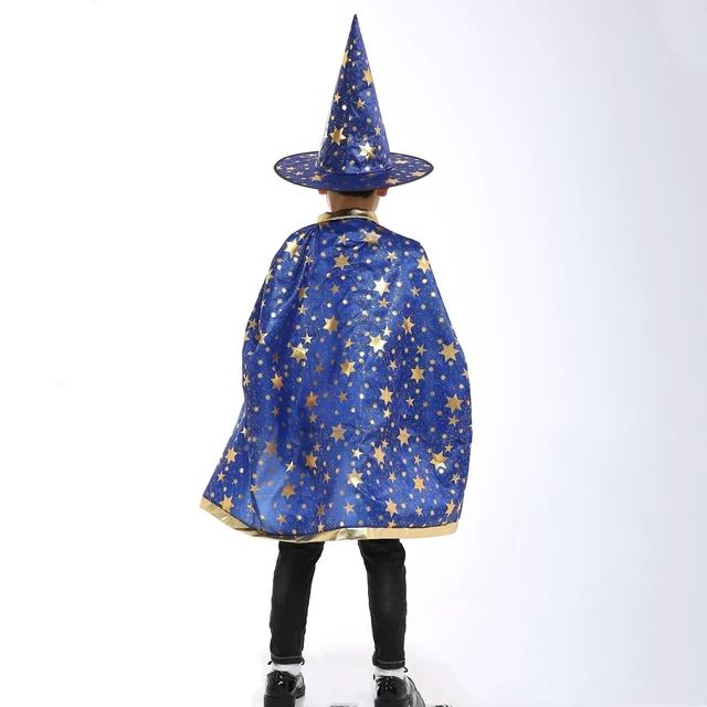 Alt view image 6 of 7 - 2-Pack Kids Wizard Costume, Magical Witch Cape and Wizard Hat