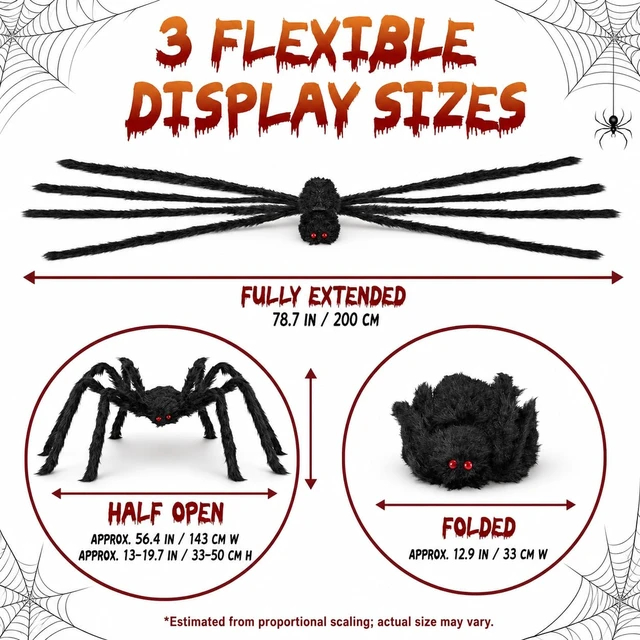 Alt view image 5 of 7 - Giant 6.6ft Furry Halloween Spider, Fake Spider Decor for Outdoor Indoor Yard Home Party, 1 Pack