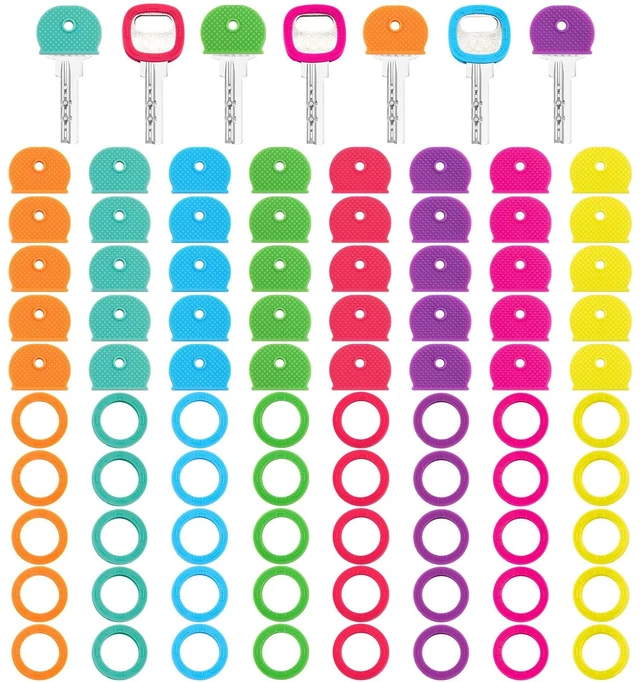 Main image of Blulu 80 Pcs 1-Inch Colored Key Cap Cover Set, Rainbow Color