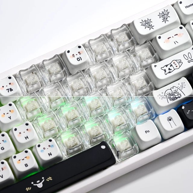 Alt view image 3 of 6 - XVX Sweet Heart Blank Transparent PC Keycaps, Mao Profile, Backlit Clear Candy Keyboard Keycap Set for MX Switches (21pcs)