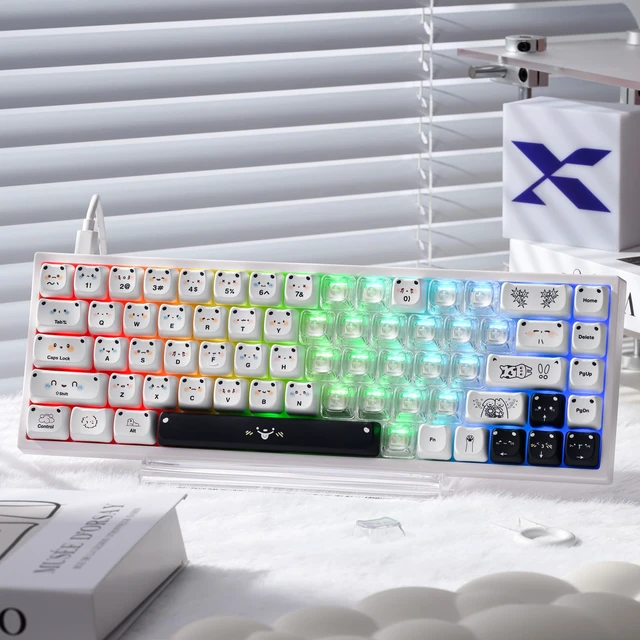 Alt view image 4 of 6 - XVX Sweet Heart Blank Transparent PC Keycaps, Mao Profile, Backlit Clear Candy Keyboard Keycap Set for MX Switches (21pcs)
