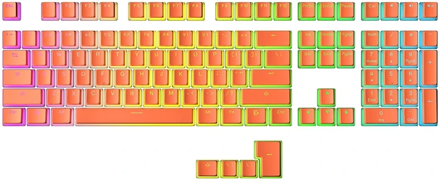 Main image of Ranked Pudding 112-Key Double Shot Translucent PBT Keycaps, ANSI US & ISO Layout, OEM Profile, for RGB Mechanical Gaming Keyboard (Coral)