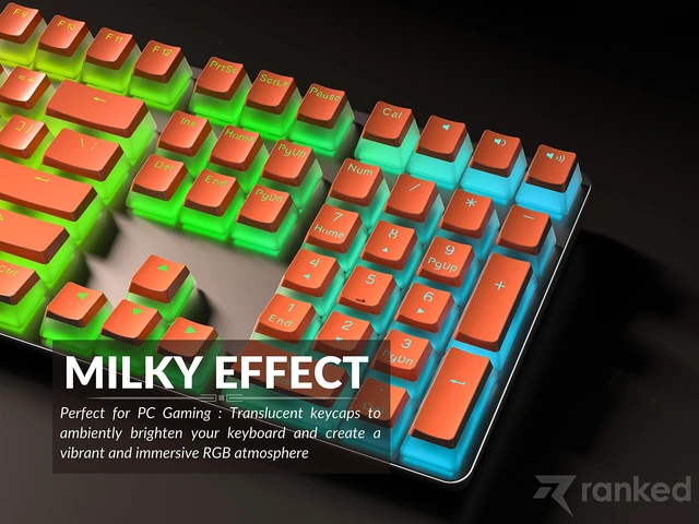 Alt view image 2 of 6 - Ranked Pudding 112-Key Double Shot Translucent PBT Keycaps, ANSI US & ISO Layout, OEM Profile, for RGB Mechanical Gaming Keyboard (Coral)