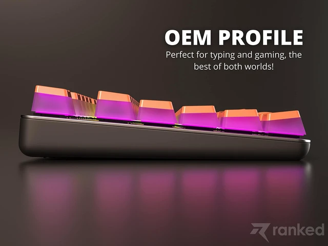 Alt view image 3 of 6 - Ranked Pudding 112-Key Double Shot Translucent PBT Keycaps, ANSI US & ISO Layout, OEM Profile, for RGB Mechanical Gaming Keyboard (Coral)