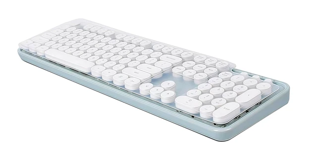 Alt view image 5 of 5 - Silicone Keyboard Cover for MOFII Round Keycaps Retro Full Size Wireless Keyboard with Number Pad, Clear