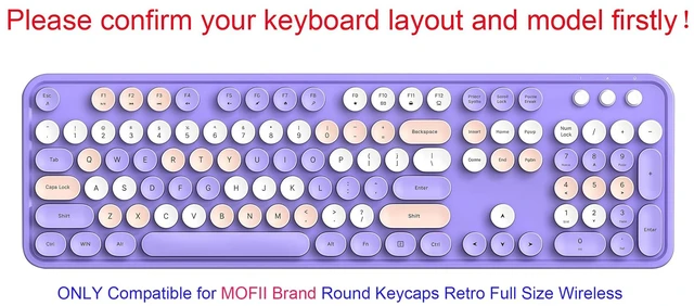 Alt view image 2 of 5 - Silicone Keyboard Cover for MOFII Round Keycaps Retro Full Size Wireless Keyboard with Number Pad, Clear