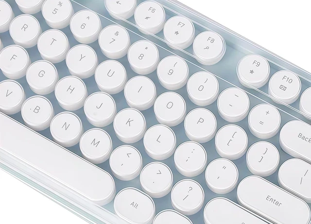 Alt view image 3 of 5 - Silicone Keyboard Cover for MOFII Round Keycaps Retro Full Size Wireless Keyboard with Number Pad, Clear