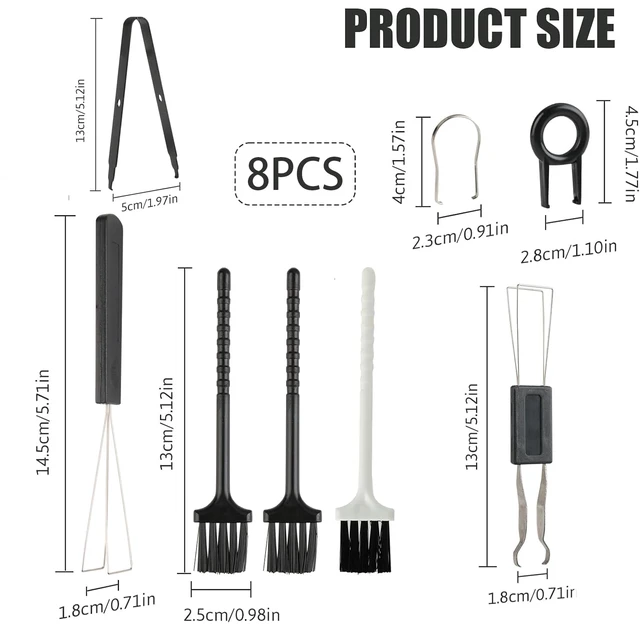 Alt view image 3 of 7 - 8 Piece Keycap Remover and Switch Puller Set with Precision Tweezers and Cleaning Brushes for Mechanical Keyboard Cleaning and Component Removal
