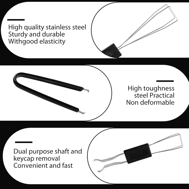 Alt view image 4 of 7 - 8 Piece Keycap Remover and Switch Puller Set with Precision Tweezers and Cleaning Brushes for Mechanical Keyboard Cleaning and Component Removal