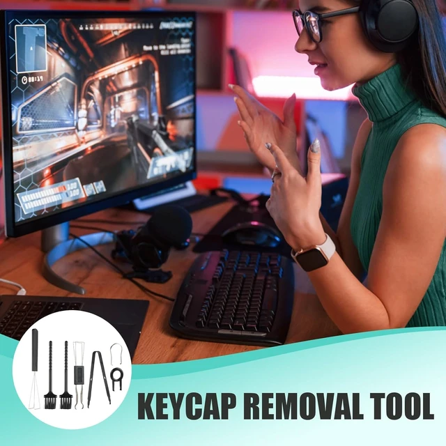 Alt view image 2 of 7 - 8 Piece Keycap Remover and Switch Puller Set with Precision Tweezers and Cleaning Brushes for Mechanical Keyboard Cleaning and Component Removal