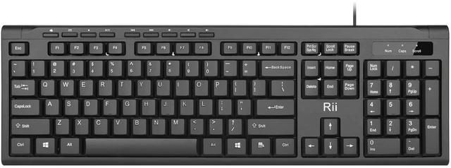 Main image of Rii RK907 Ultra-Slim Compact USB Wired Keyboard for Mac and PC, Black (1PC)