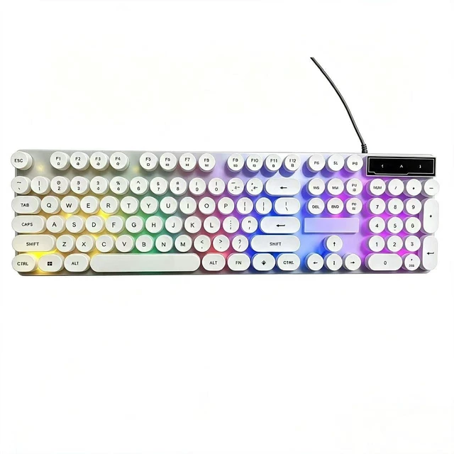 Main image of Wired Keyboard with Vintage Round Keycaps and RGB LED Backlight