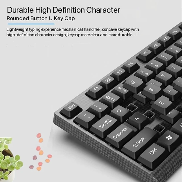 Alt view image 2 of 5 - Guiheng Wired Full Size Keyboard with Number Pad, USB, LED Indicators, Ergonomic Foldable Stands, Anti-Wear Letters, for Windows Mac PC Laptop - Black
