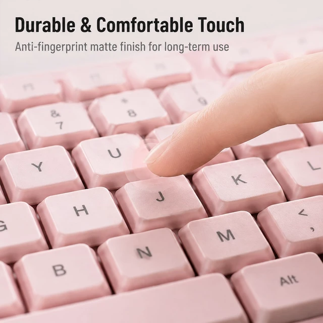 Alt view image 4 of 7 - USB Wired Silent Keyboard for School Office Home PC, Pink