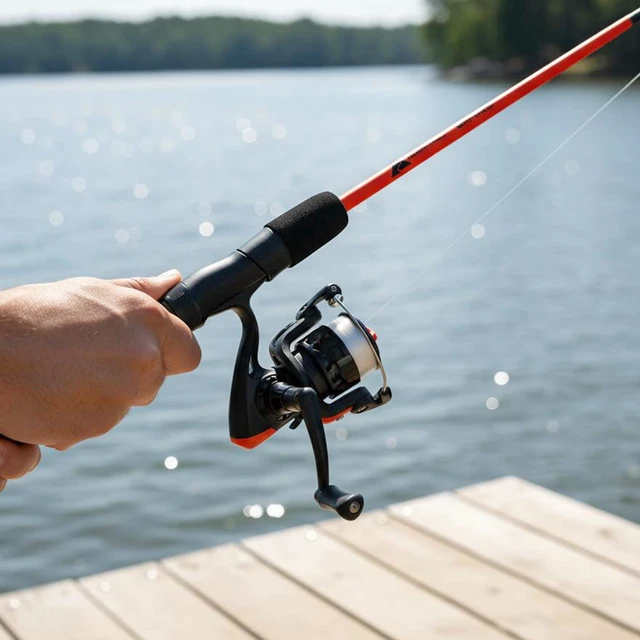 Alt view image 3 of 5 - Ozark Trail Wayfarer 2-Piece Fiberglass Spinning Fishing Rod and Reel Combo, 5ft6in, Orange, for Adults
