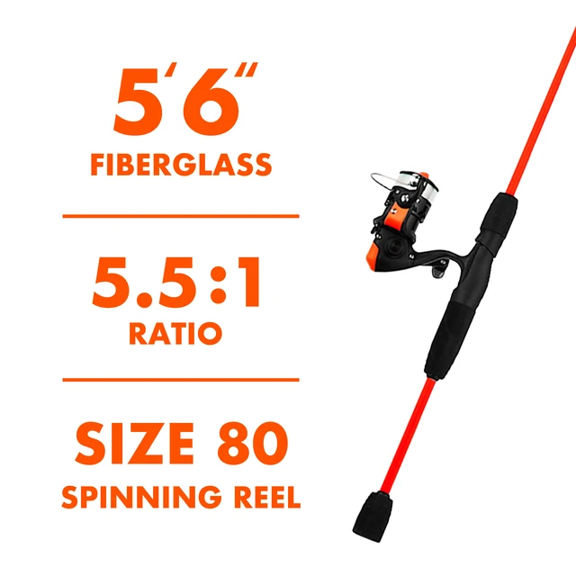 Alt view image 2 of 5 - Ozark Trail Wayfarer 2-Piece Fiberglass Spinning Fishing Rod and Reel Combo, 5ft6in, Orange, for Adults