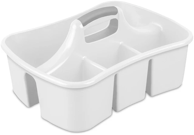 Main image of Sterilite Divided Ultra Caddy, White, Plastic Utility Storage, Easy Carry, Handy