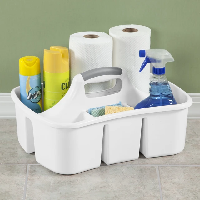 Alt view image 5 of 6 - Sterilite Divided Ultra Caddy, White, Plastic Utility Storage, Easy Carry, Handy