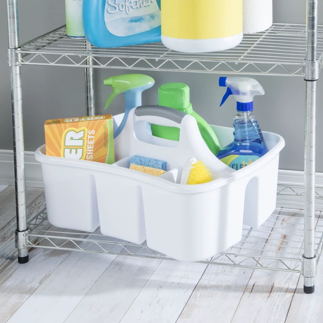 Alt view image 3 of 6 - Sterilite Divided Ultra Caddy, White, Plastic Utility Storage, Easy Carry, Handy