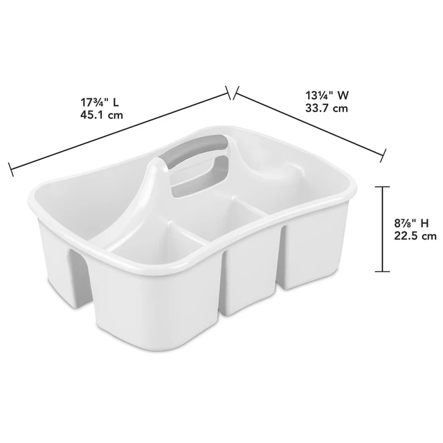 Alt view image 6 of 6 - Sterilite Divided Ultra Caddy, White, Plastic Utility Storage, Easy Carry, Handy