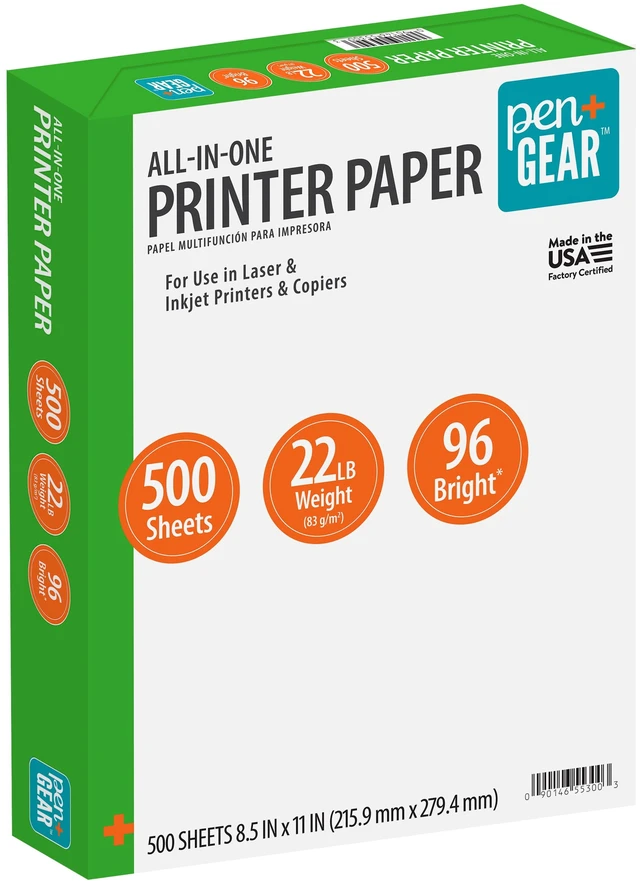 Main image of Pen+Gear All-in-One Printer Paper, 8.5 x 11, 96 Bright, 22 lb, 500 Sheets, White