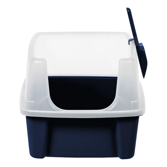 Alt view image 6 of 7 - Inspired Essentials, High Sided Open Top Cat Litter Box with Scoop, Navy