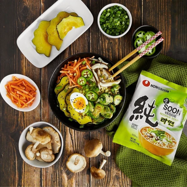 Alt view image 5 of 6 - Nongshim Soon Veggie Vegan Ramen Noodle Soup, 3.95oz, 10 Count Pack