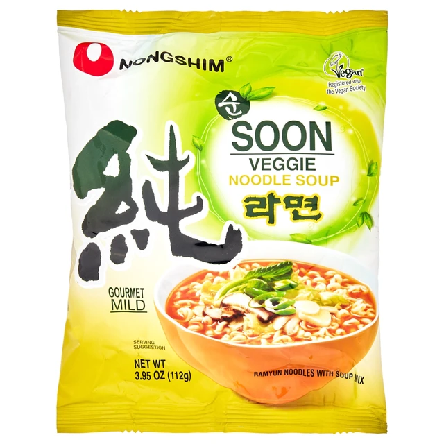 Alt view image 2 of 6 - Nongshim Soon Veggie Vegan Ramen Noodle Soup, 3.95oz, 10 Count Pack