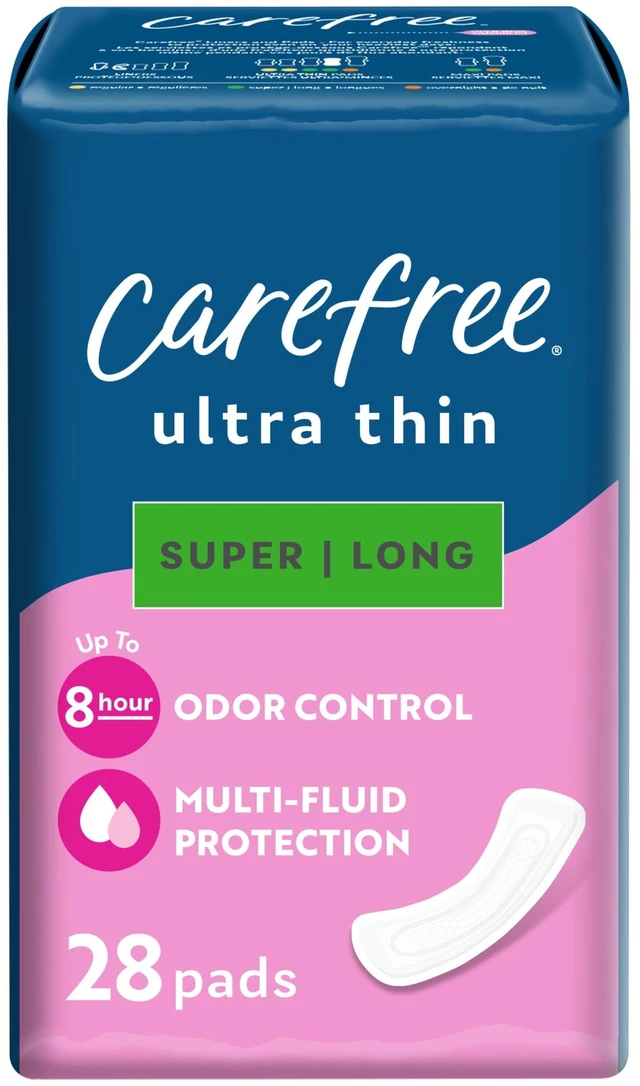 Main image of Carefree Ultra Thin Super Long Pads without Wings, 28 Count