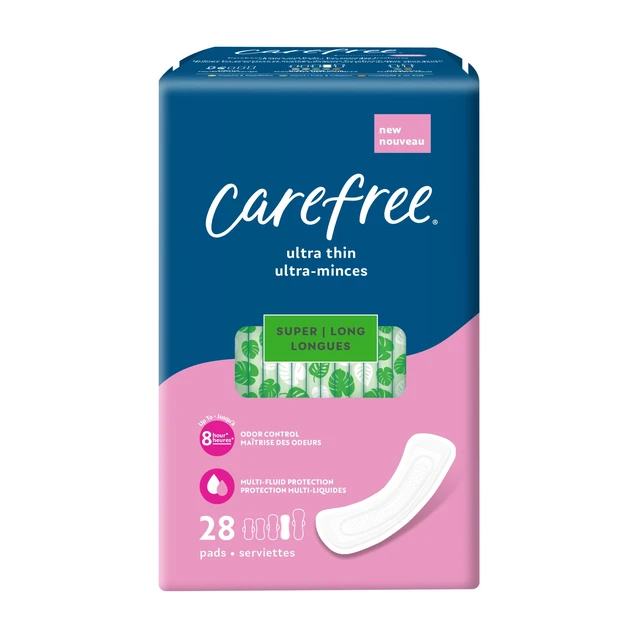 Alt view image 5 of 5 - Carefree Ultra Thin Super Long Pads without Wings, 28 Count