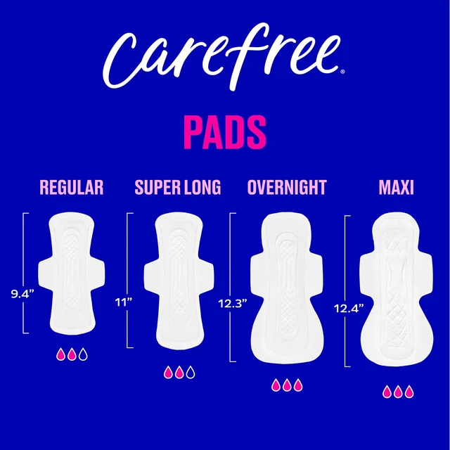 Alt view image 3 of 5 - Carefree Ultra Thin Super Long Pads without Wings, 28 Count