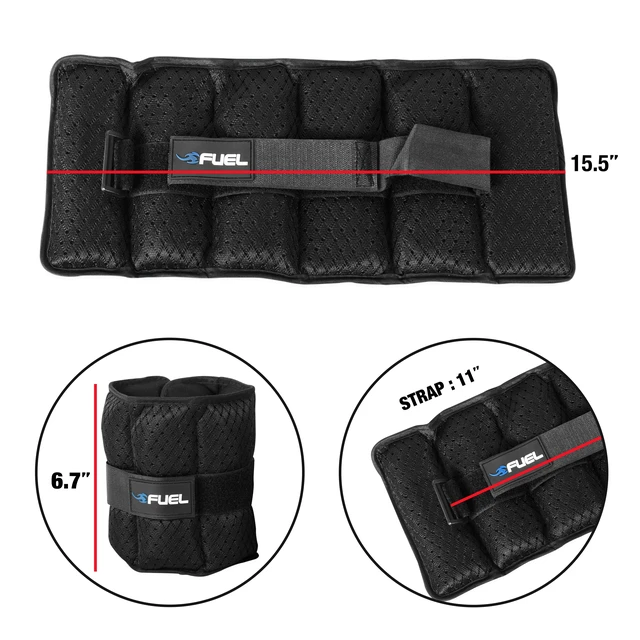 Alt view image 4 of 7 - Fuel Pureformance Adjustable Wrist/Ankle Weights 5lb Pair (10lb Total) with 6 Removable Weight Packs