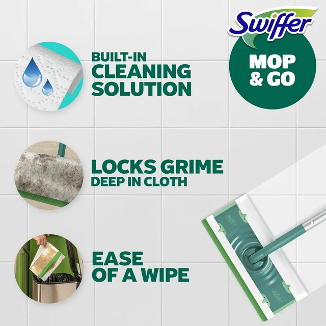 Alt view image 6 of 6 - Swiffer Mop & Go Wet Pads Refill Floor Cleaner Cleaning Cloths Gain 12 Count