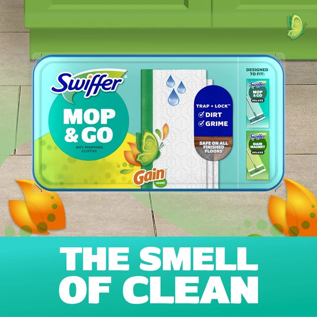 Alt view image 2 of 6 - Swiffer Mop & Go Wet Pads Refill Floor Cleaner Cleaning Cloths Gain 12 Count