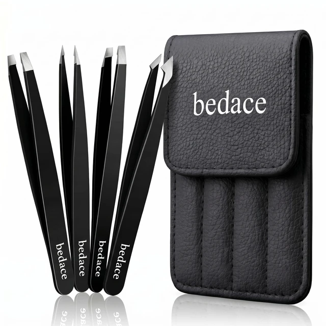 Main image of BEDACE Tweezers, 430 Stainless Steel, Thickened, High Precision, Comfort Slant Point Flat Hook for Facial Hair Eyebrows Ingrown Hair