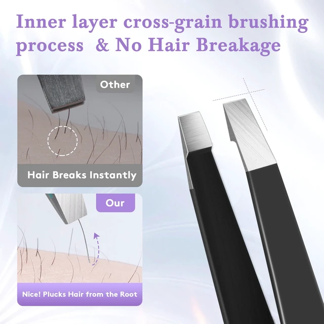 Alt view image 2 of 7 - BEDACE Tweezers, 430 Stainless Steel, Thickened, High Precision, Comfort Slant Point Flat Hook for Facial Hair Eyebrows Ingrown Hair