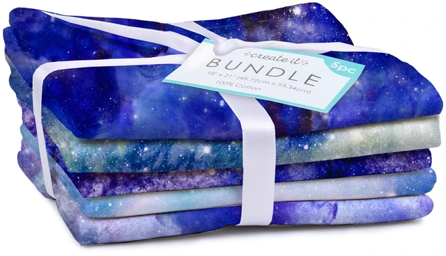 Main image of Create It Celestial Precut 18"x21" Cotton Sewing & Craft Fabric Bundle, Multicolor 5 Piece