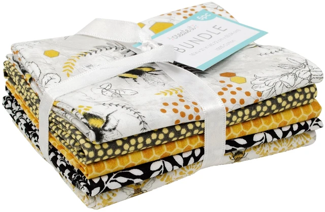 Main image of Create It 18" x 21" Cotton Bumble Bee Precut Sewing & Craft Fabric Bundle, Multicolor 5 Piece