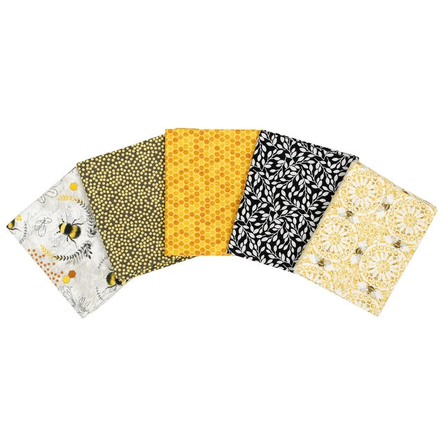 Alt view image 5 of 6 - Create It 18" x 21" Cotton Bumble Bee Precut Sewing & Craft Fabric Bundle, Multicolor 5 Piece
