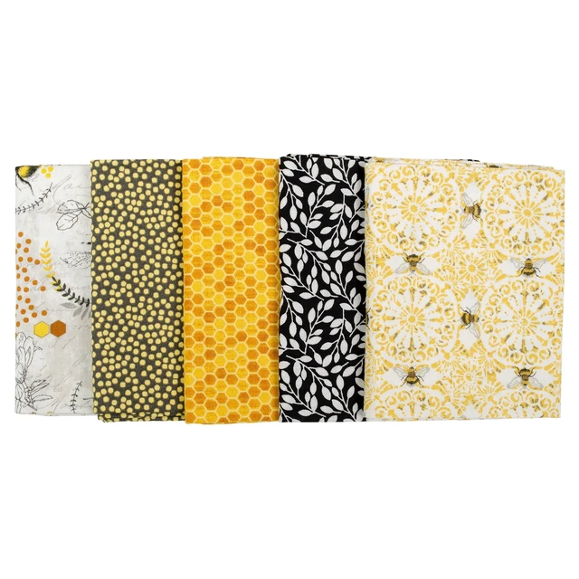 Alt view image 4 of 6 - Create It 18" x 21" Cotton Bumble Bee Precut Sewing & Craft Fabric Bundle, Multicolor 5 Piece