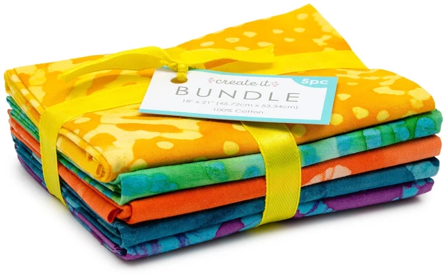 Main image of Create It 18"x21" Cotton Batik Precut Sewing & Craft Fabric Bundle, Multicolor 5 Pieces