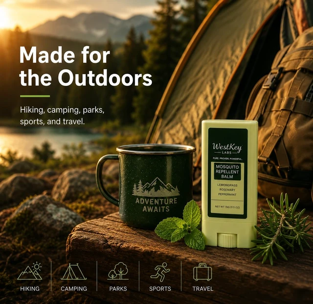 Alt view image 4 of 7 - Mosquito Repellent Balm Stick 3-Pack 0.5oz Each, DEET-Free Plant-Based, for Kids & Adults, Travel-Friendly Outdoor Use
