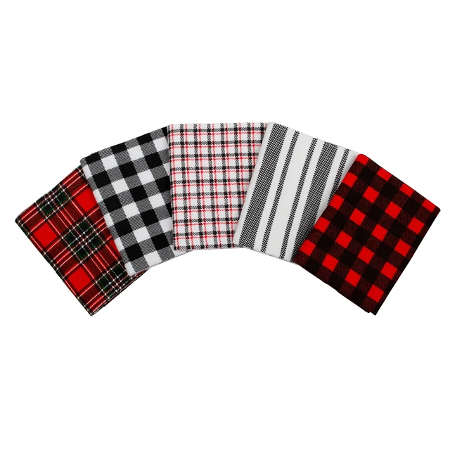 Alt view image 2 of 5 - Create It Red 5 Piece 18"x21" Cotton Flannel Plaid Precut Sewing & Craft Fabric Bundle