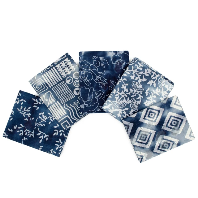 Alt view image 5 of 5 - Create It 18"x21" Cotton Batik Precut Sewing & Craft Fabric Bundle, Blue, 5 Piece